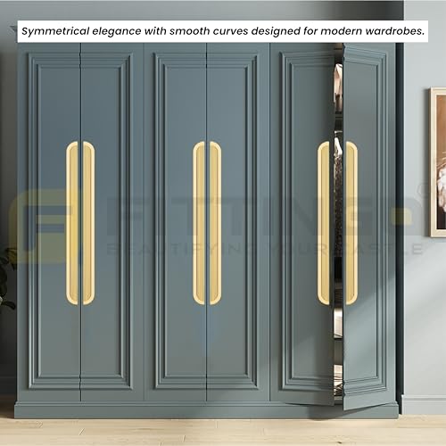 Image of VEZEL Aluminium Wardrobe Handle - Modern Cabinet Pull for Wardrobe, Cabinets, Drawer & Cupboard Furniture, (PVD Gold) - 900mm - Pack of 2-| 3 Years Warranty |