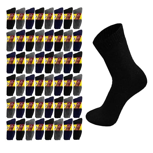 Winterlace 48 Pairs Mens Crew Work Boot Socks, Outdoors Moisture Wicking Cushion Thermal Bulk Pack