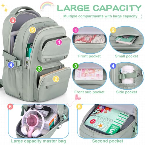 Kbtye BEAR-GREEN School Backpack For Kids Girls Cute Travel Backapck thumb #4