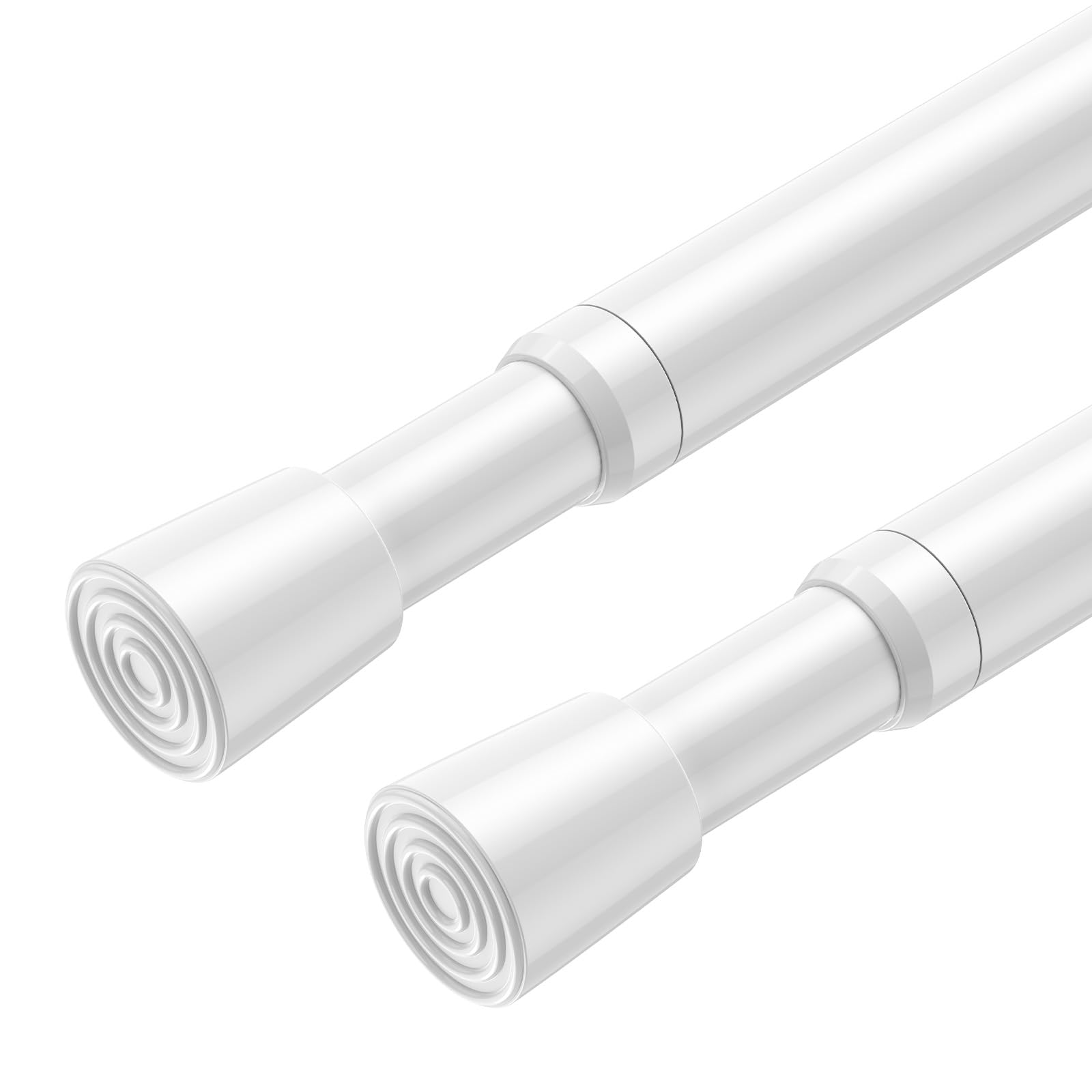 AIZESI 2 Pack Spring Tension Curtain Rod 32 to 58 inch Adjustable Curtain Rods No Drilling Expandable Spring Loaded Curtain Rod for Windows Doors Kitchen Curtains, White