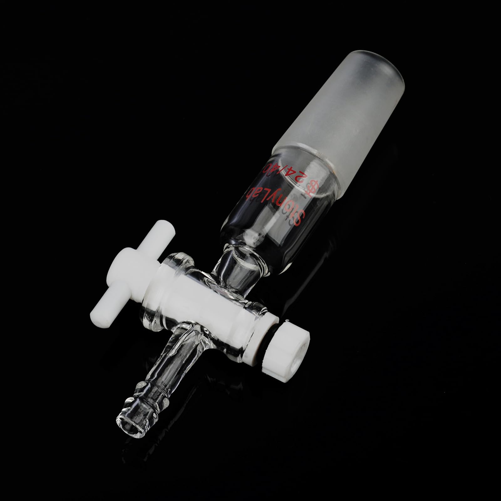 stonylab Adaptateur en Verre, Adaptateur de Contrôle de Débit de Vide en Verre Borosilicaté avec Robinet PTFE, Raccord 24/40 et Connexion de Tuyau Droite Verrerie de Laboratoire