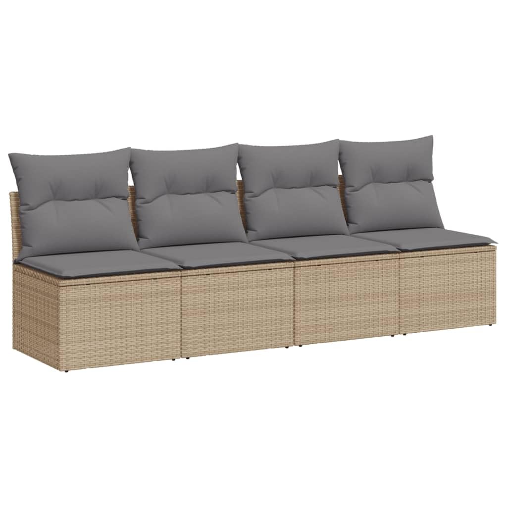 Divanetto da Esterno, Salotto da Giardino Esterno, Divano da Giardino con Cuscini a 4 Posti Beige in Polyrattan