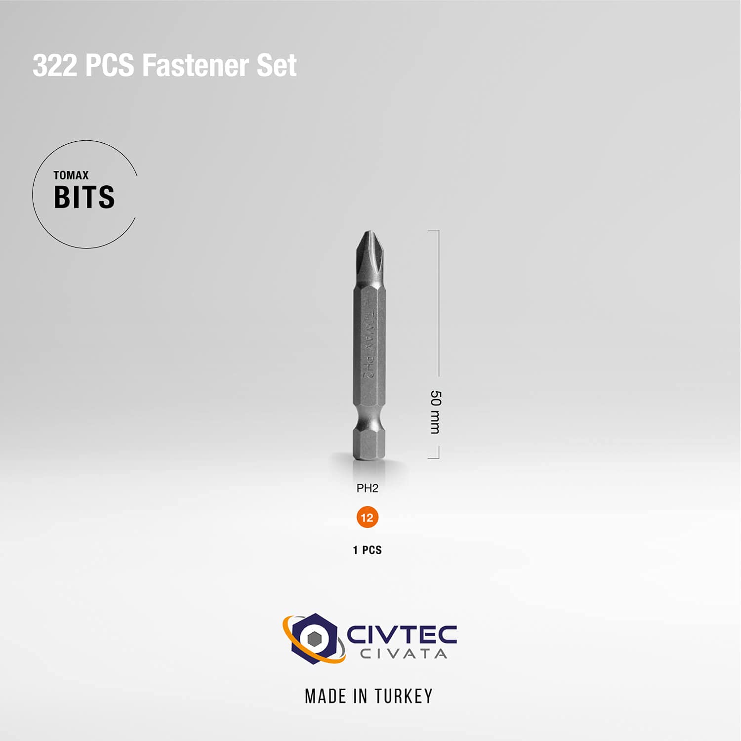 Civtec 322 Parça 13 Çeşit Matkap Uçlu Vida Seti - Takım Çantası TK-105