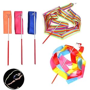 5 stuks 2 meter ritmisch gymnastiek danslint met 290 mm Twirling Rod Dansende Streamers voor artistiek dansen of circus…
