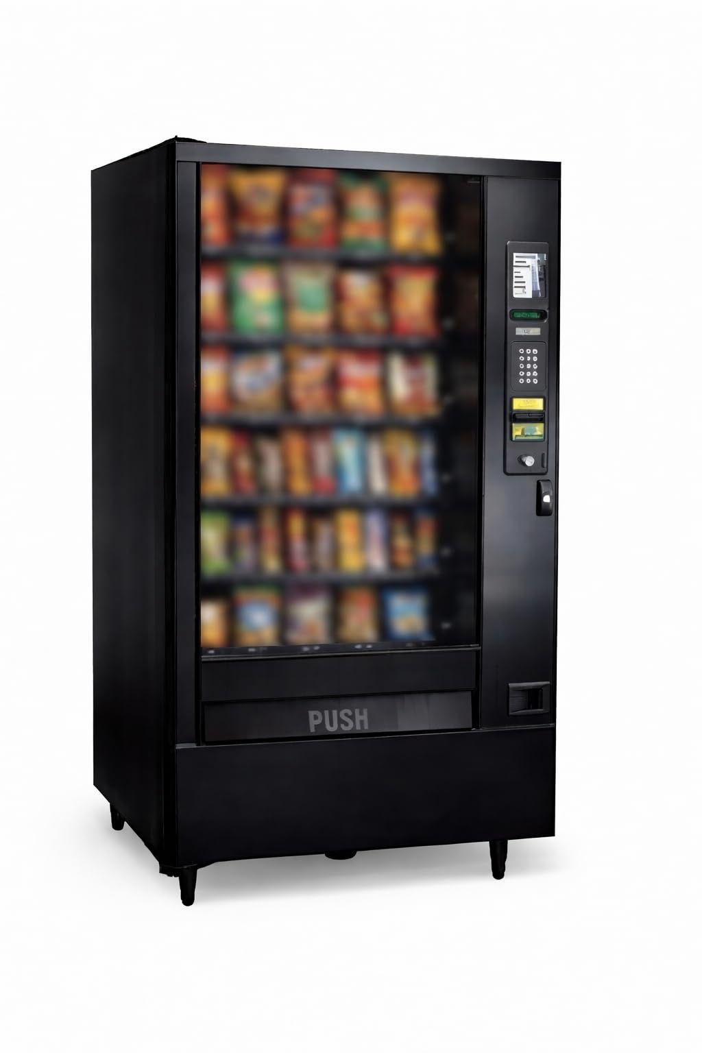 Refurbished Commercial Snack Vending Machine (Indoor) – 6 Shelves, Up to 40 Selections – Bill & Coin Ready – Tested, Lock & Keys, 90-Day Parts Warranty