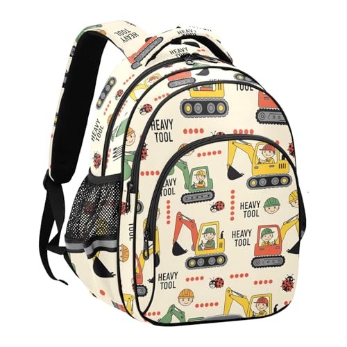 Emelivor Excavators Worker Beige Kids Backpack School Cute Bookbag Toddler Backpacks Daypacks Bag for Travel,M2