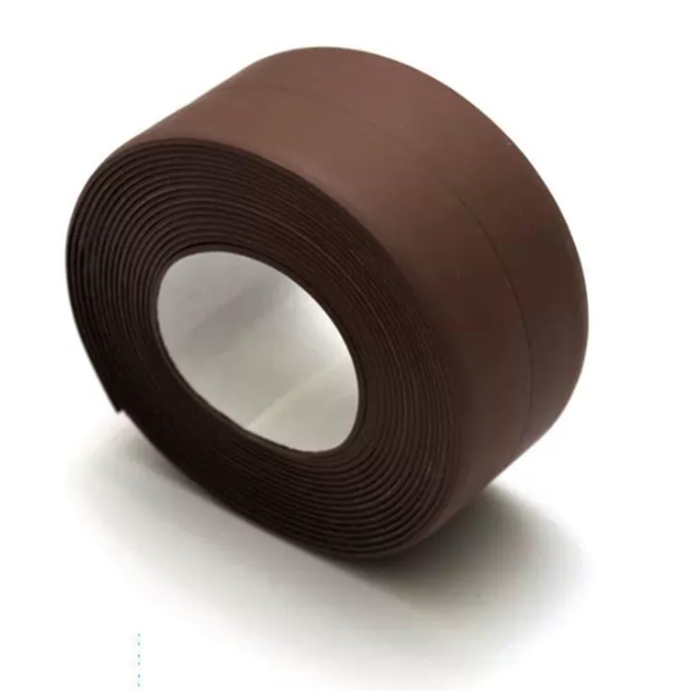 YUEKOPOU Self Adhesive Kitchen Caulking Sealing Tape Waterproof PVC Multicolor 1.5in x 10.5ft(Brown)