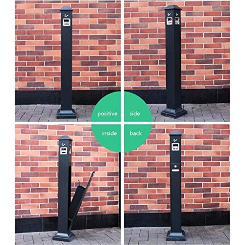 Jkxwx Soot Column Stainless Steel Smoke Column Shopping Mall Hotel Vertical Cigarette Pedicle Outdoor Trash Can With Ashtray Floor Ash Column Cigarette Butt (Color : Black) #TOP4