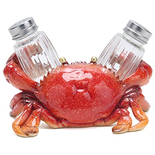 Hodao Crab With Salt And Pepper Shaker Figurines Decorations Crab Set With Holder Figurine For Beach Bar Or Tropical Kitchen Decor Crab Sculptures & Table Decorations By Home Gifts (Orange-Crab) #TOP24