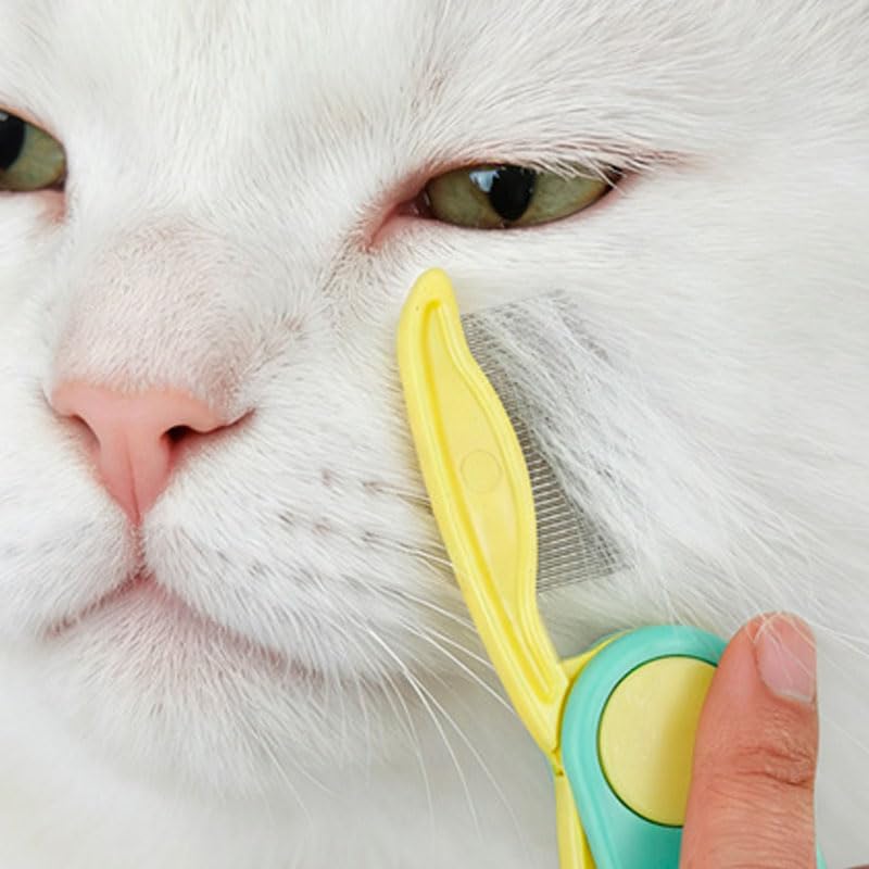 2pcs Foldable Mini Pet Grooming Combs, Fine Straight Row Tooth Face Tools, Portable Travel Fur Removers for Feline and Canine Facial Residue Clearing image 3
