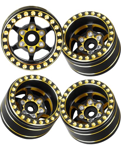 RCMYou RC Full Brass (1.0 Inches) Beadlock Wheel Rim for 1/18 1/24 Trx4m Axial SCX24 FMS FCX24 RC Crawler Car,Full Brass 4PCS 1.0 Inch Wheel Hub