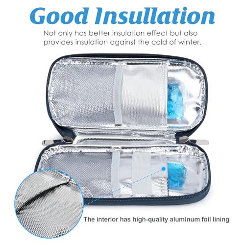 Image of YOUSHARES Insulin Cooler Travel Case - Portable Refrigerated Medicine Case for Insulin Pen, Medication and Diabetic Supplies with 2 TSA Approved Ice Pack