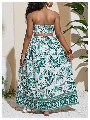 Floerns Girl's Summer Long Dress Cut Out Halter Neck Slit Beach Vacation Dresses3