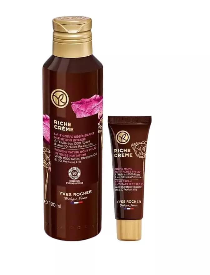 Yves Rocher Riche Crème Anti-Dark Spot Hand Cream Moisturizer 30 Botanical Oils for Dry Skin Improve Tone Non-Greasy Fast-Absorbing Formula - 50 ml / 1.7 fl oz