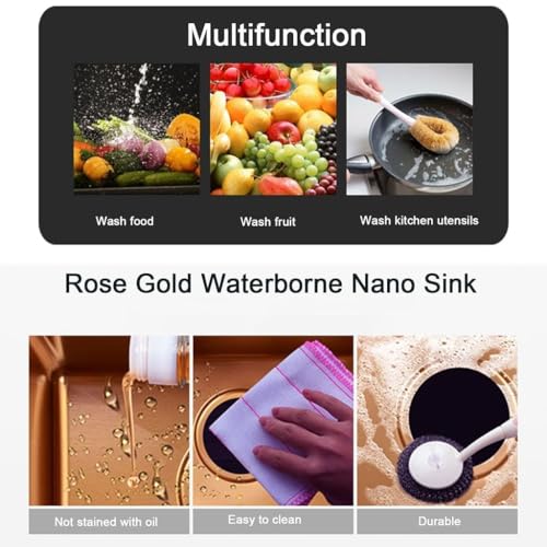 Fregadero de Cocina Moderno de Acero Inoxidable Rose d para instalación bajo encimera, de un Solo Seno, fácil de Instalar, Resistente a arañazos y Manchas para cocinas Elegantes.