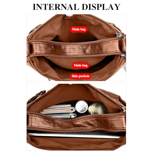 Image of WITERY Crossboby Bag for Women - Soft PU Leather Multi-Pocket Shoulder Bag Handbag with Adjustable Strap