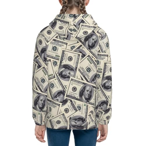 Funny American Dollar Money Kids Pullover Hoodies Boys Sweatshirts Girls Athletic Clothes with Pocket4