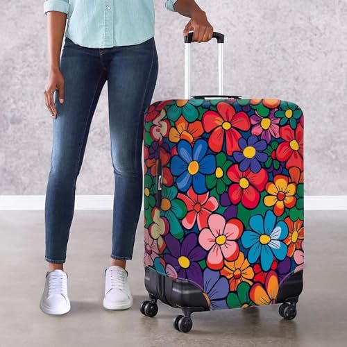 Hippie Flowers Luggage Covers,Suit Case Covers for Luggage,Travel Luggage Cover Suitcase Protector Fits 18-32 Inch Luggage4