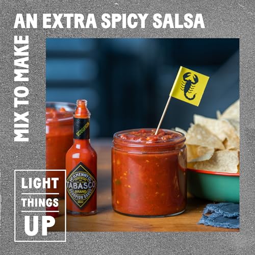 Image of TABASCO Brand Scorpion Sauce, Fiery & Intense Hot Sauce, Glass Bottle, Bold & Hot, Scorpion Pepper, Guava & Pineapple Blend, Great on Tacos & More, 2 Fl Oz (Pack of 1)