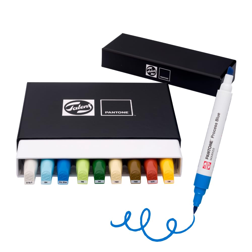 Pantone Set 9 Marcatori Nature Penna Doppia Punta Pennello Scalpello Inchiostro Pigmentato Base Acqua