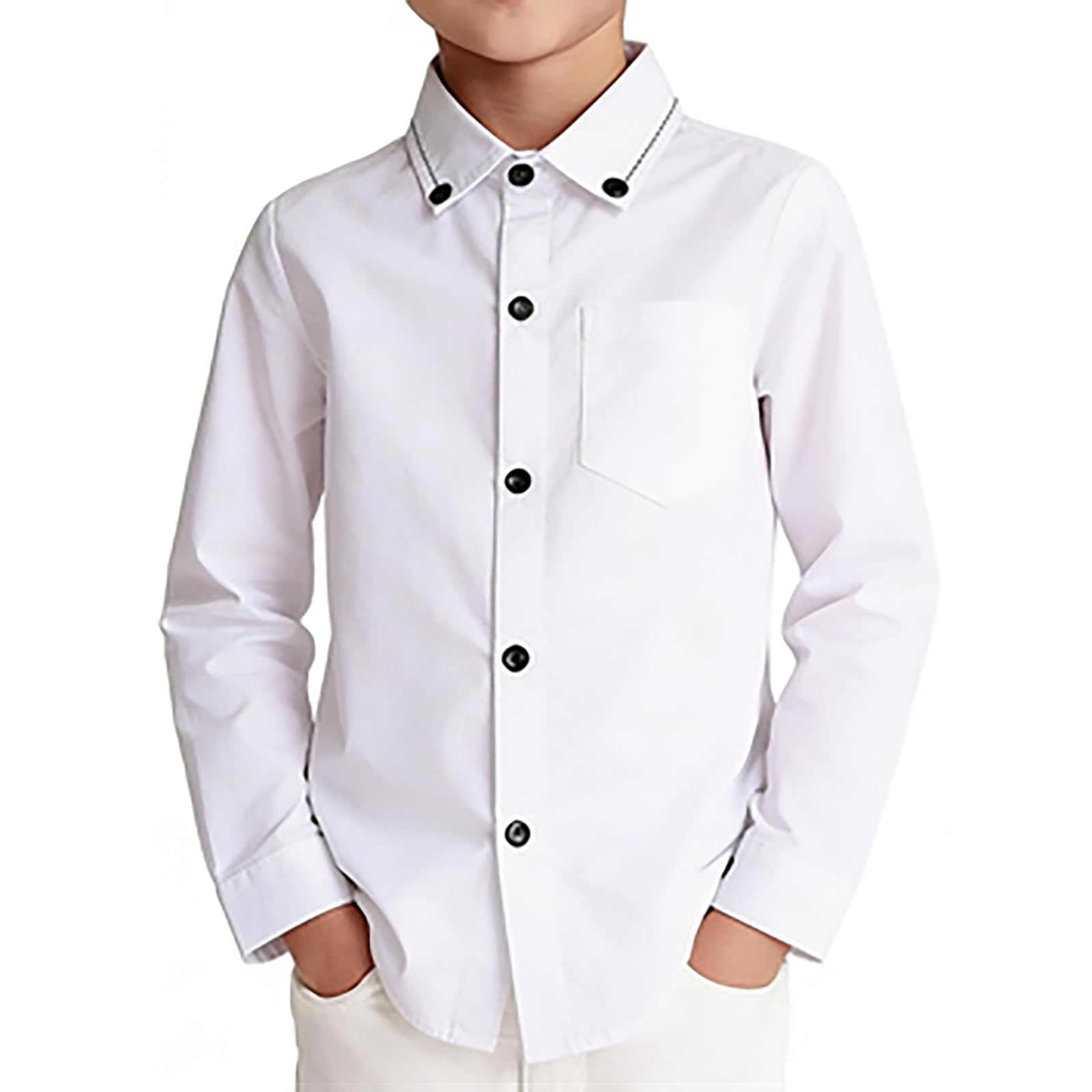 Camicia Ragazzo, Camicia Bambino Manica Corta Camicia a Maniche Lunghe da Casual con Bottoni in Twill Comoda per Tutti I Giorni