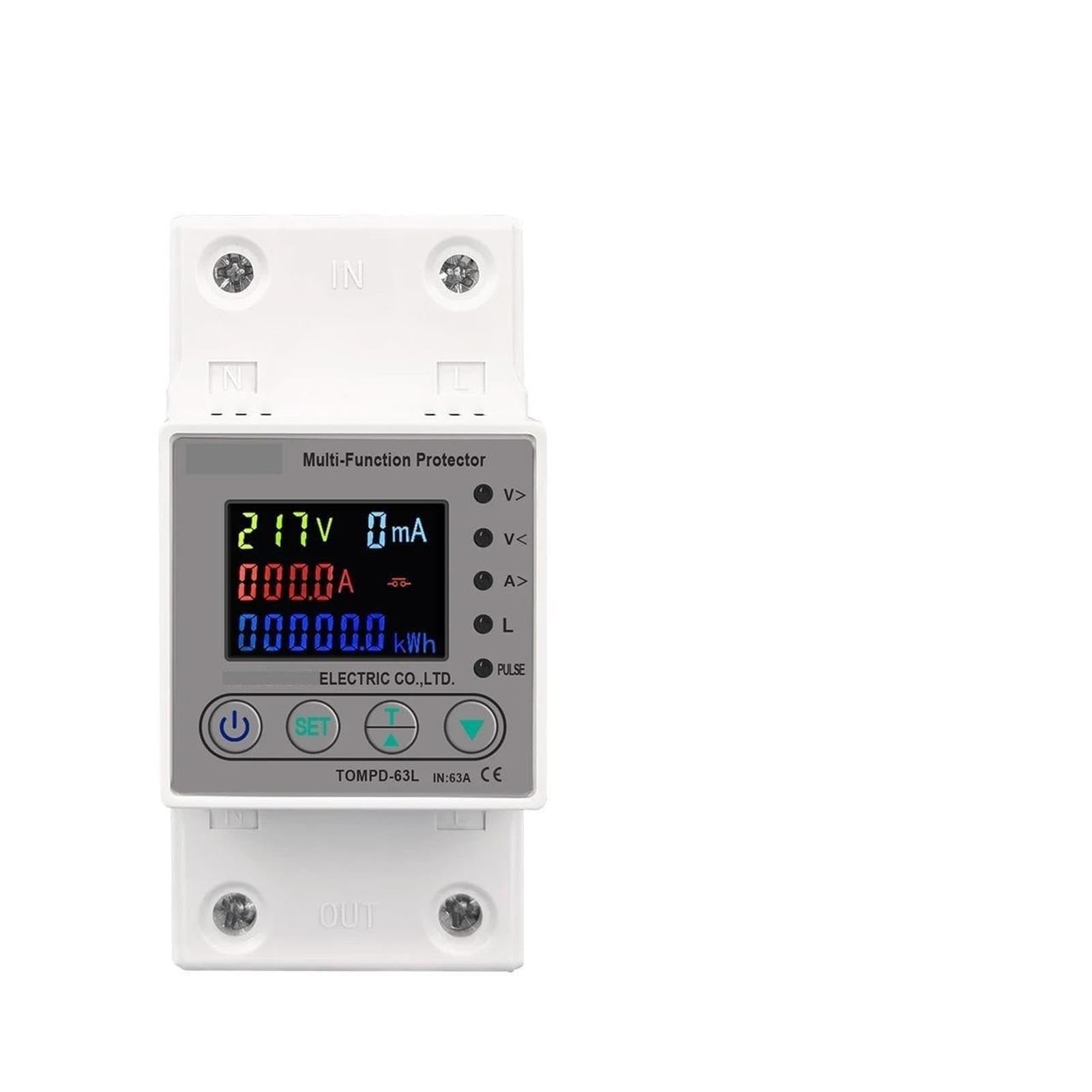 Disyuntor de medición de kWh de medidor de energía inteligente WIFI 63A con corriente de voltaje y protección contra fugas(NO WIFI 63A)