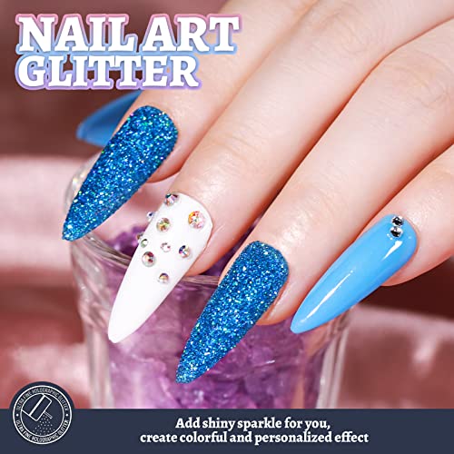 LEOBRO Blue Glitter, 180G/6.35OZ Holographic Ultra Fine Glitter for Resin, Crafts, Tumblers, Nail Body, Holographic Light Blue