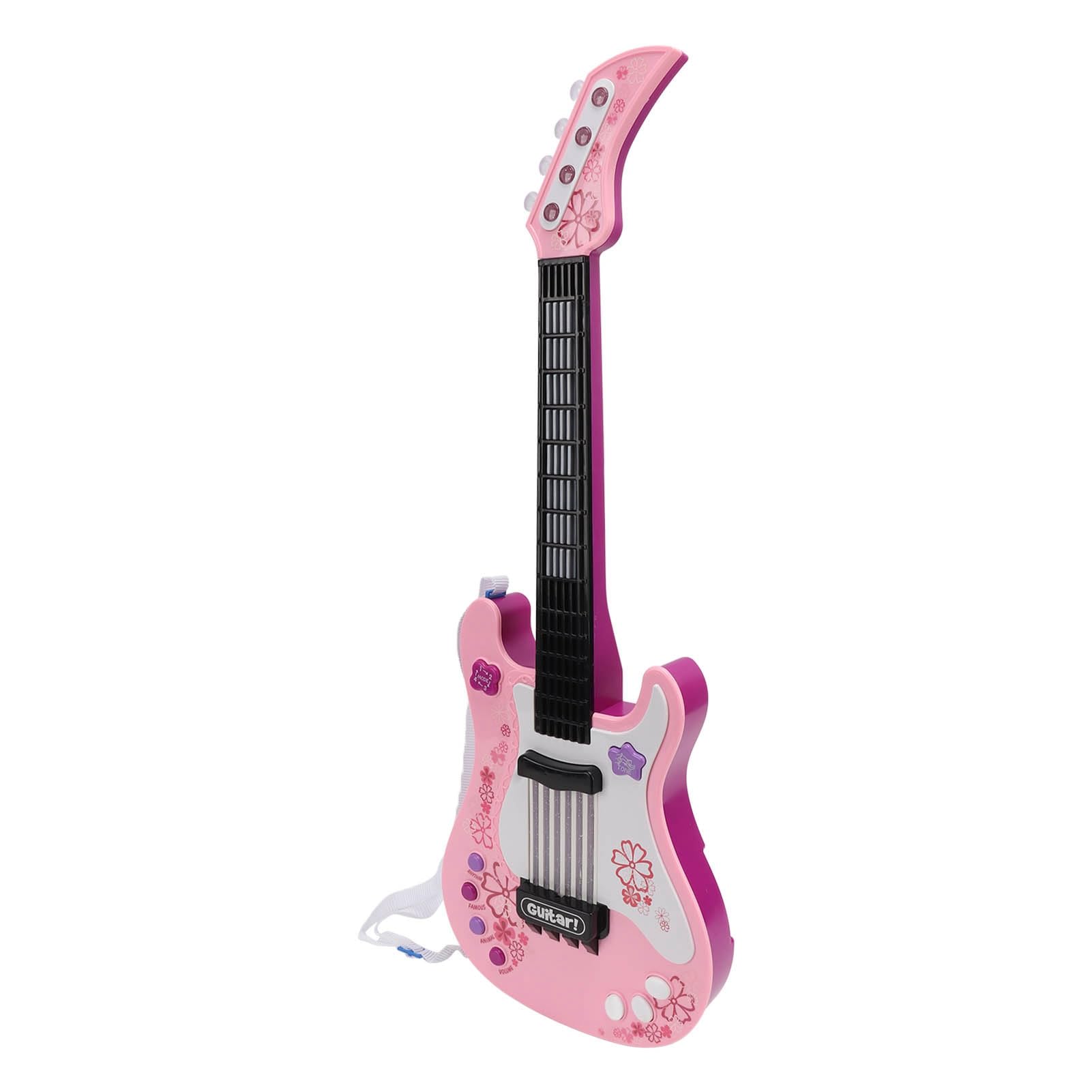 Cosiki Elektroniczna Zabawka Gitarowa, Połączenie Mikrofonowe z Wykrywaniem w Podczerwieni, Oszczędzanie Energii, Symulacja Dzieci, Gitarowa światło, 4 Tryby Gry dla Wczesnej Edukacji (Różowy)