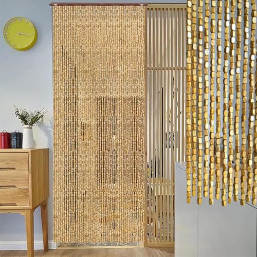 LRYELWA Pantallas de Cortina de Cuentas de Bambú,Cortinas de Tiras para Puertas,Separador de Habitación,Decoración del Hogar,Con Accesorios,Colores y Tamaños Personalizables (150 hebras 150cm x 160cm)