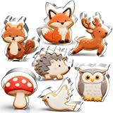 Woodland Cookie Cutter Set-7 Piece-3 Inches-Fox, Owl, Deer, Bird, Hedgehog, Squirrel, Mushroom, Forest Animal Cookie Cutters Molds for Kids