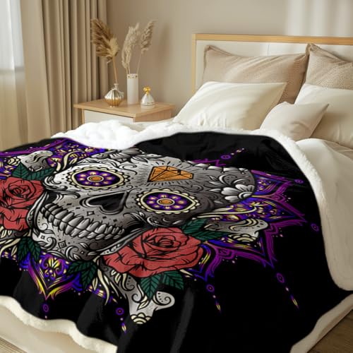 Sleepwish STR0113190016 Lotus Skull Fleece Throw Blanket thumb #1