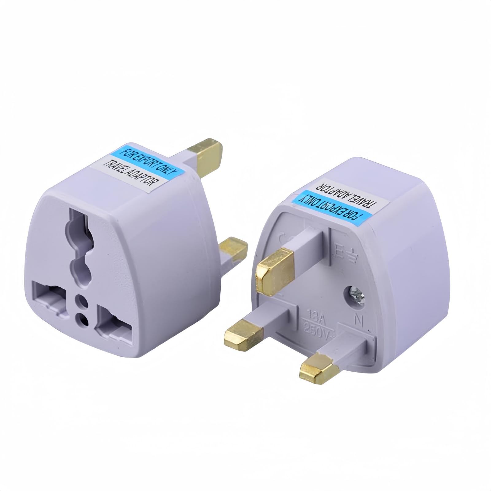 2 Pic Worldwide Universal Power Adapter White Iron 10A/13A 250V Travel Universal AU UK US EU Germany French Swiss South Africa Adapter Plug Socket Convertor International Power Adapter Travel Plug