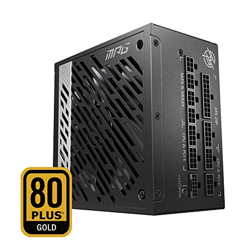 MPG A1000G PCIE5 Alimentatore Spina EU (1000W), certificato 80 Plus Gold, ATX 3.0 100% modulare, supporto GPU PCIe 5.0, 105°C condensatori giapponesi, 0% RPM Mode, cavi piatti - 10 anni garanzia - Alimentatore - Immagine 1