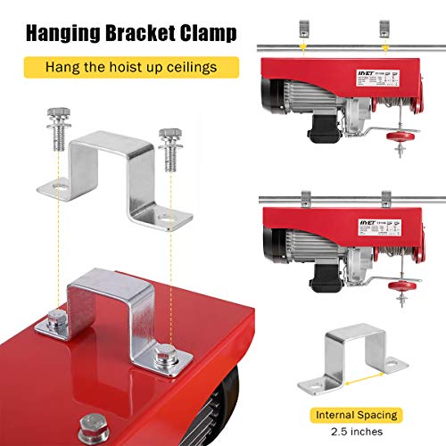 Goplus 2200 lbs Lift Electric Hoist Crane Remote Control Power System, Solid Carbon Steel Wire Overhead Crane Garage Ceiling Pulley Winch with Emergency Stop Switch
