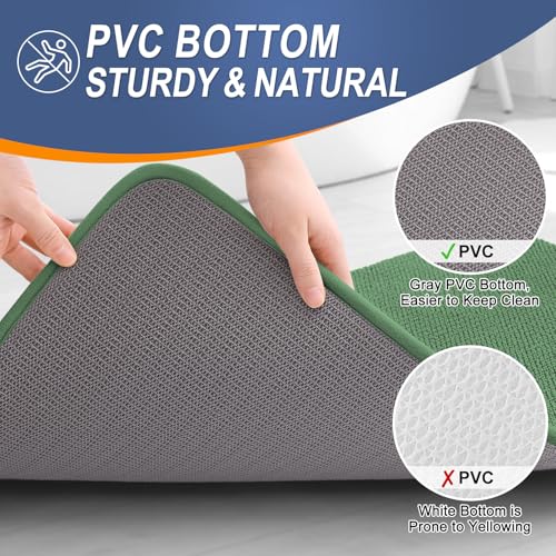 Image of OLANLY Thick Memory Foam Bathroom Runner Rugs 59x24, Extra Soft Absorbent Long Bath Mats, Quick Dry, Non-Slip, Machine Washable Mats for Bathroom, Tub and Shower, Home Decor Accessories, Olive Green