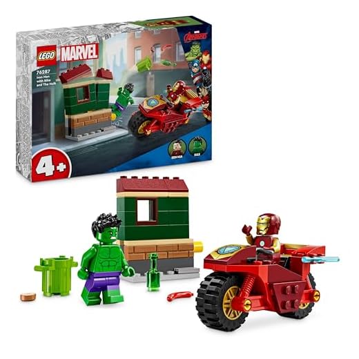 LEGO Marvel Iron Man with Bike and The Hulk, Super Hero Building Toy for Kids, Collectible Playset with Vehicle and Minifigures, Gift for Boys and Girls Aged 4 and Over 76287