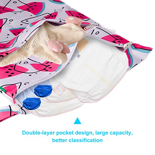 Viyuse wet bag for swimsuit 2pcs Cloth Diaper Wet Dry Bags enlarged version Washable Waterproof Two Zippered Pockets… - Image 5