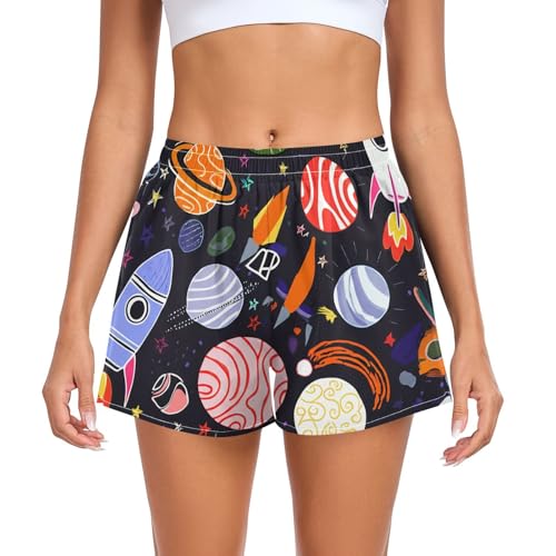 UMIRIKO Women Athletic Shorts Planets Running Shorts for Women 2XL 202c1417