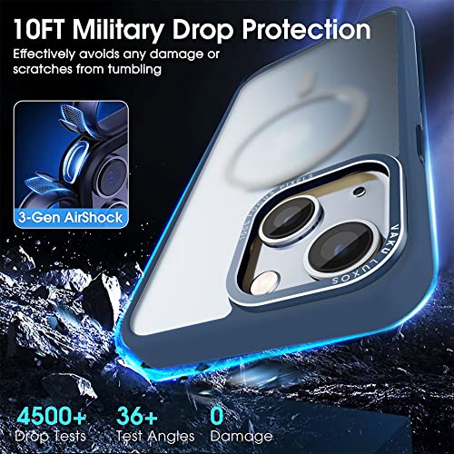 Image of Vaku Luxos Trans Armor MagPro for iPhone 14 Plus Cover Case, 6 Feet Drop, Metal Ring Camera Protection, Shockproof, Scratch Resistant, Slim, Compatible with MagSafe Back Cover - Dark Blue