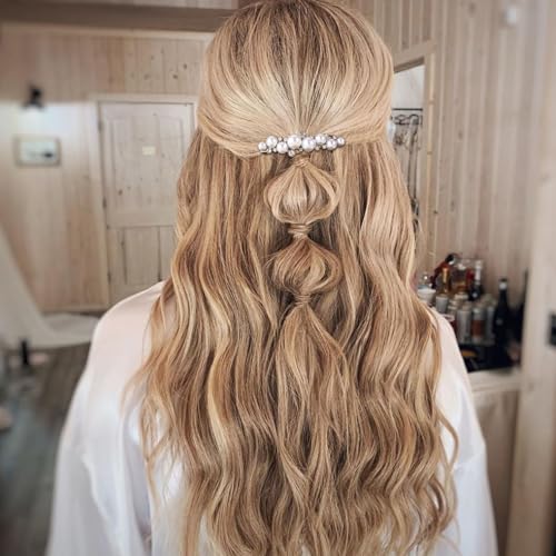 Pinza para cabello con perlas Isslly, bañado en plata vintage, elegante para boda y fiesta - 1 pieza miniatura 3