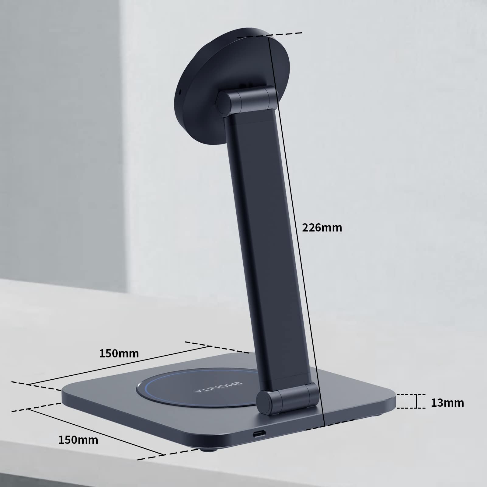 Magnetyczny stojak na iPada z bezprzewodową ładowarką do telefonu, szybkie ładowanie 45 W, obrót o 360 stopni, nachylenie 90 stopni (czarny, do iPada mini 21.1 cm)