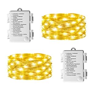 Eambrite [2 Pack Fairy Lights Battery Operated with 8 Modes 50 LEDs String Lights 5m Copper Wire Light Waterproof for…