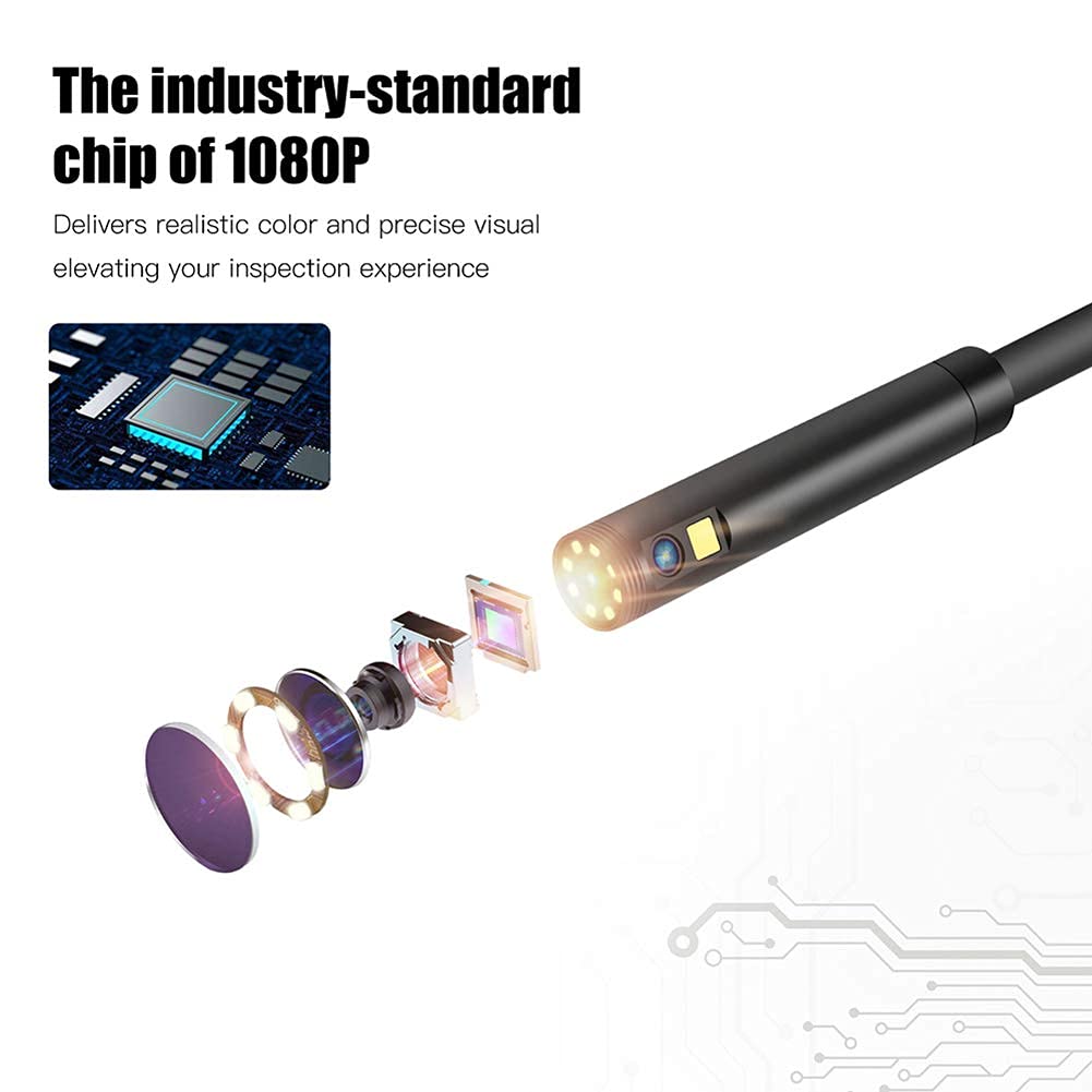 Industriële endoscoop, tweekoppige endoscoop, digitale endoscoop met dubbele lens, 1080p HD, lcd-display, 4,3 inch lcd-display, IP67 waterdicht, met 8 ledlampen, 32 G TF-kaart (2 m
