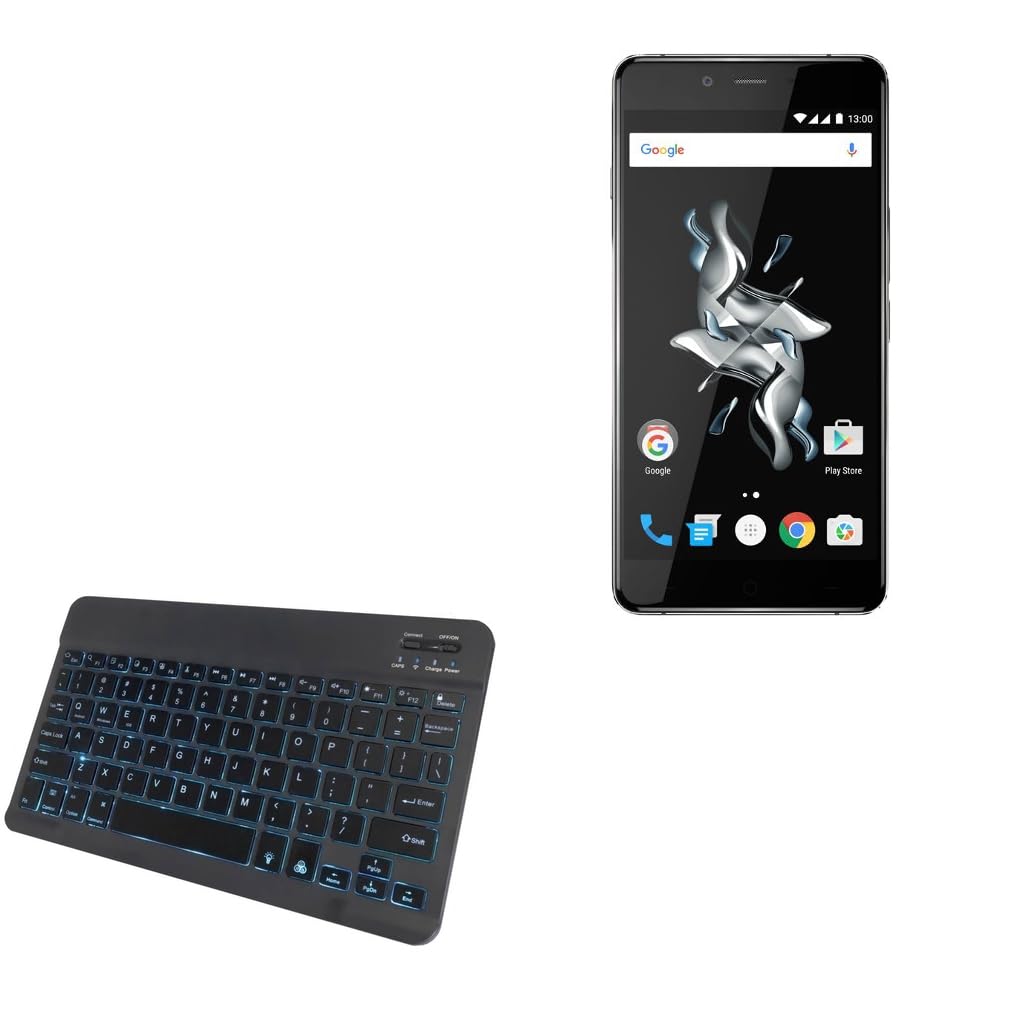 BoxWave Keyboard Compatible with OnePlus X - SlimKeys Bluetooth Keyboard - with Backlight, Portable Slim LED 7 Colors - Jet Black