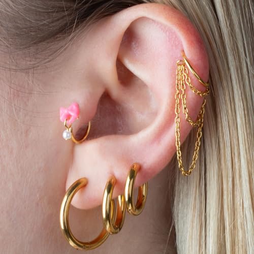 316L Stainless Steel 2.5mm Thick Round Hinged Hoop Earrings, Sold as a Pair4