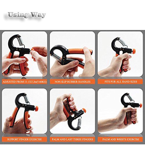 ADMA Adjustable Grip Strength Trainer,Hand Exerciser Grip Strengthener Squeeze Spring Resistance 11-132Lbs(5-60KG),Hand Press Exercise Gripper Best for Hand Wrist Forearm Flexor Strengthening Workout
