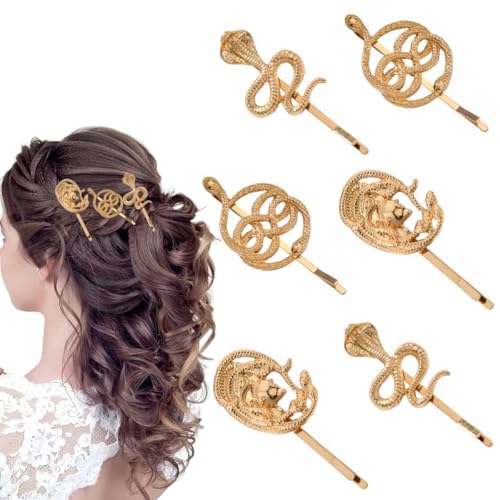 6 PCS Gold Snake Hair Clips Metal Hair Jewelry Accessories For Girls Women Headdress