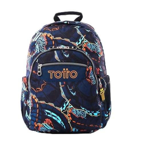 TOTTO - Mochila Escolar Adaptable a Carro, Modelo Acuareles, Capacidad 20 L, Bolsillo Pc 14',...