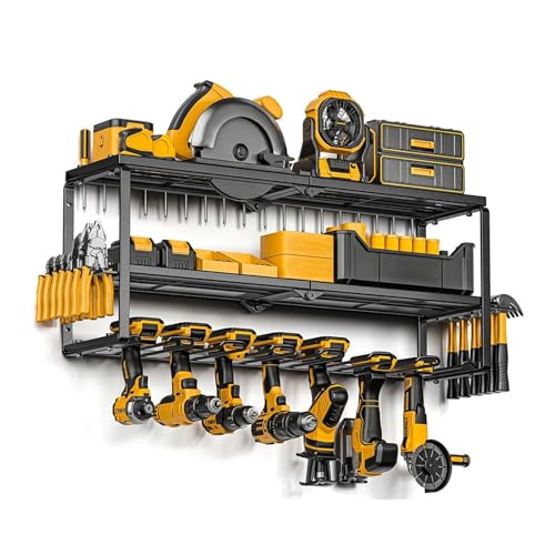 ZF YLYH Werkzeugregal Metall Ablagegestelle Wandhalterung Bohrerhaltern: 3 Ebenen Werkzeugspeicher Elektrowerkzeug Organizer für Garage Keller Werkstatt Platzsparend (66 * 31 * 20CM)