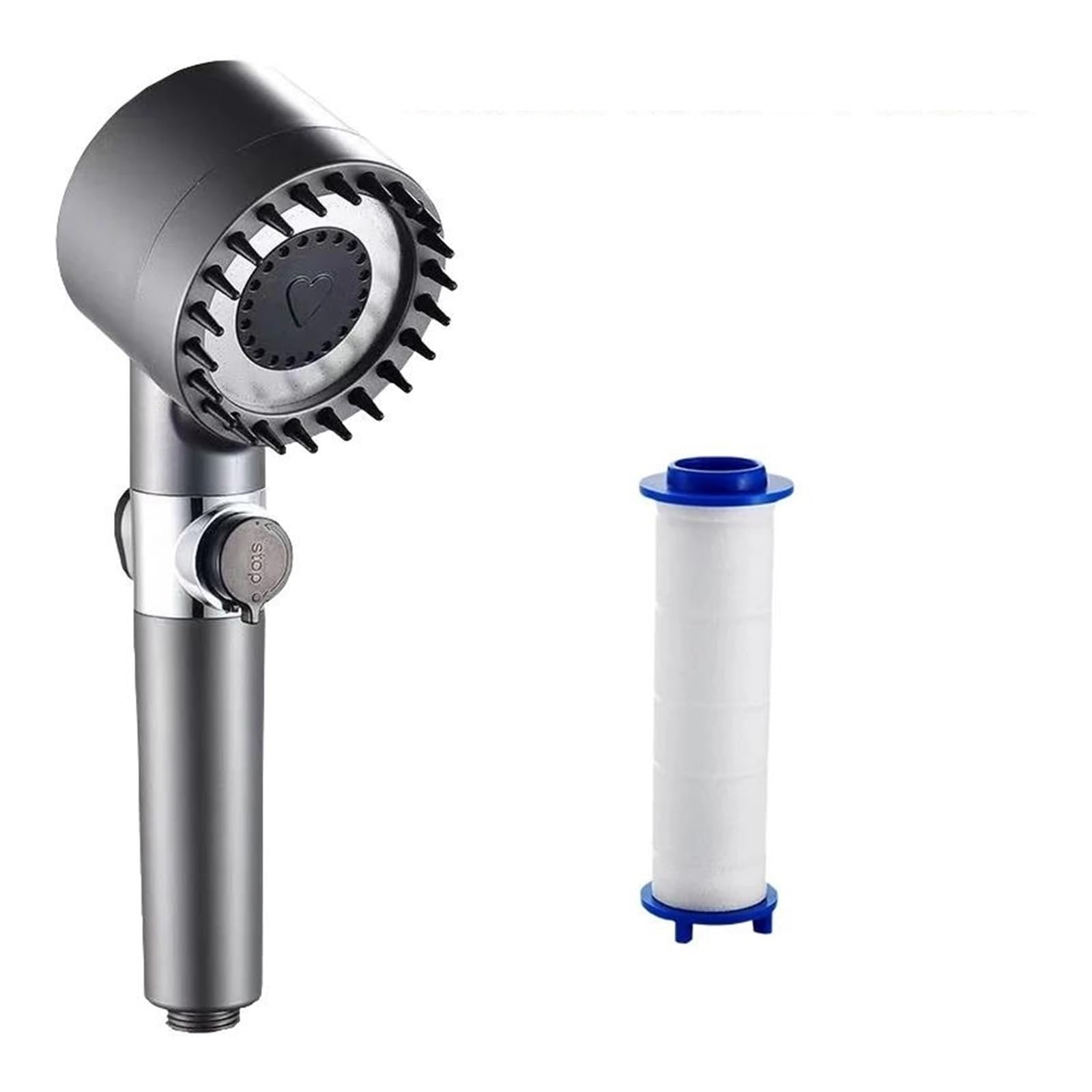 Doccia pressurizzata con 4 modalità di regolazione, soffione ad alta pressione con filtro, doccia idromassaggio per bagno(Shower and 1 Filters)